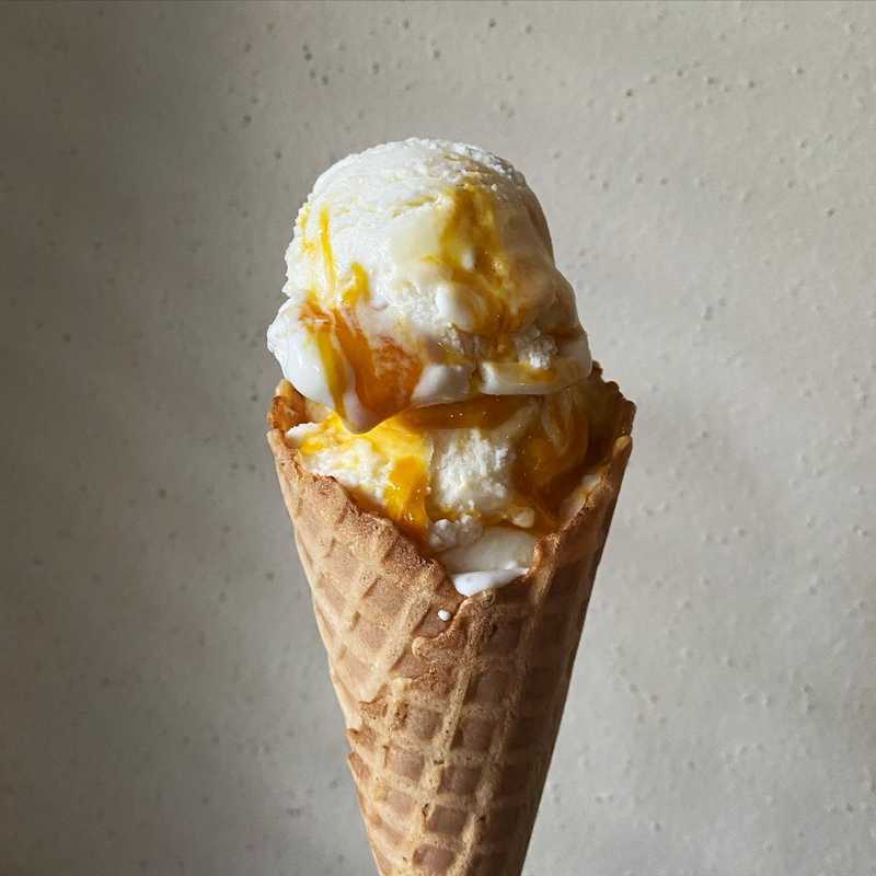 I’ve gone a little ice cream crazy this month. Good problems? Meet mango swirl cheesecake 
.
.
.
#icecreamman #homemadeicecream #icecream #mangoicecream #icecreamcone